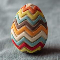 Colorful Decorative Easter Egg on Textured Surface