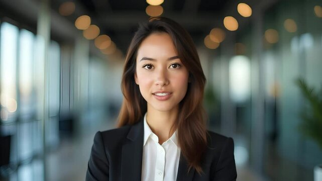 Confident Hispanic Businesswoman Portrait: Happy Smiling Female Entrepreneur in Office - Flat Vector Illustration for Corporate Themes