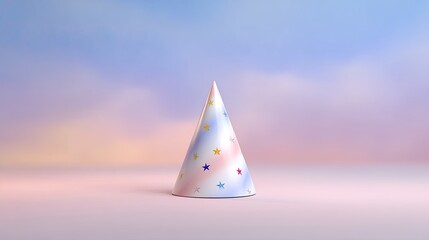Party Hat with Colorful Stars on Soft Pastel Background