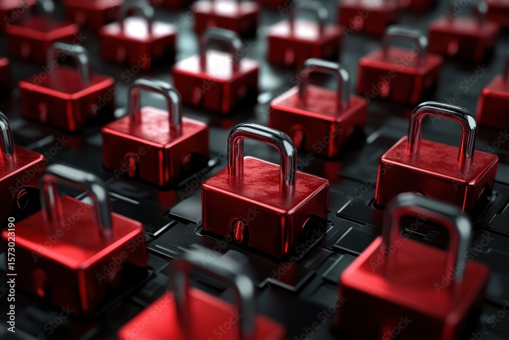Aufkleber digital locks representing internet security and data protection in modern technology, lock and digi