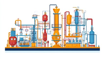 Colorful Industrial Plant Illustration