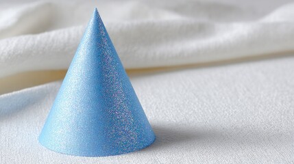 Blue Glitter Cone Hat on White Fabric Background for Party Decor