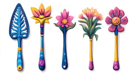 Floral-Inspired Serving Utensils: A Delightful Collection of Colorful and Ornate Spoons and Spatulas