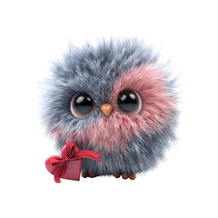 Adorable Fluffy Owl with Valentine's Day Gift