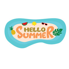 colorful hello summer typography design.