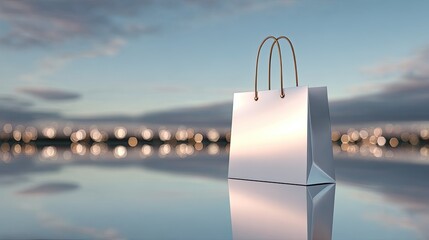 Elegant Shopping Bag Against a Serene Evening Background