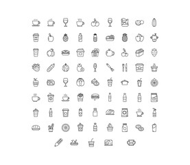Food and Beverage Assortment Line Icons