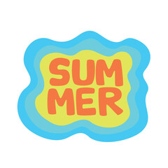 colorful hello summer typography design.