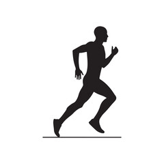 Side view male street runner silhouette vector flat illustration design on White Back ground