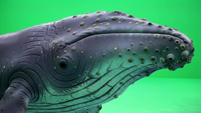 Humpback Whale Close-Up on Green Screen
