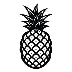 Obraz premium Stylized black and white pineapple silhouette with diamond pattern