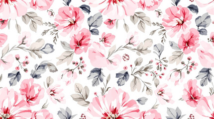 Watercolor flower background Floral hand-painted seamless pattern	
