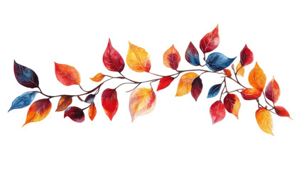 Colorful autumn leaves with seasonal shades and natural texture isolated on white background

