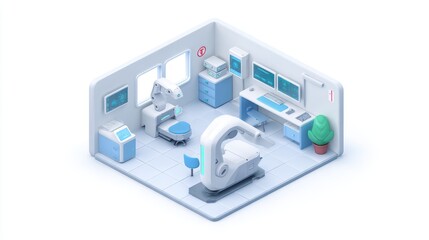 Medical Imaging Room, MRI Scanner, Healthcare Tech, 3D