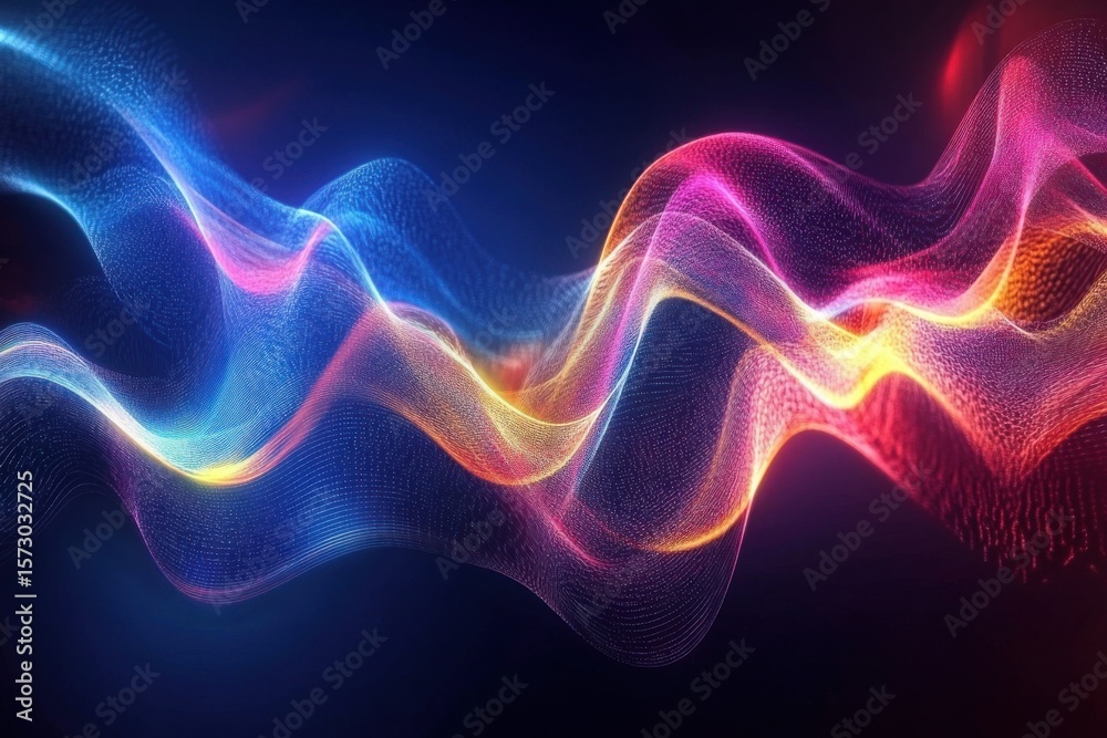 Poster Dynamic glow light streaks creating a high-tech abstract background, Glow light streaks High tech abstract background Computer generated