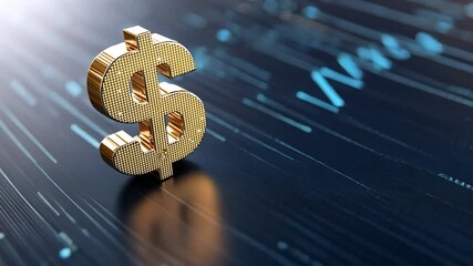 Golden dollar sign symbol money finance economy digital background business technology concept - Powered by Adobe