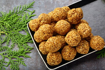 Popular Indian sweet snack food- sesame balls, 