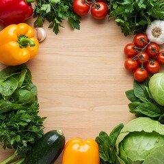 Fresh Vibrant Vegetables for Healthy Cooking - Flat Lay