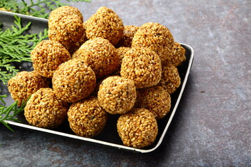 Delicious Indian  sweet snack food- sesame balls