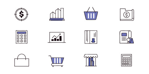 Fototapeta premium Set of 12 e-commerce icons vector