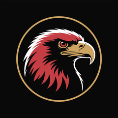 A striking logo featuring the head of an eagle, showcasing its fierce gaze and vibrant colors.