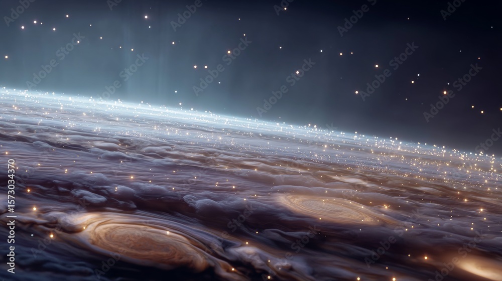 Wall mural cosmic symphony: a captivating view of a distant planet showcasing a mesmerizing celestial display o