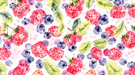 Watercolor pattern berries on white background