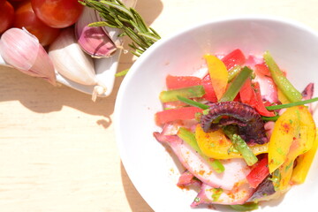 Octopus fresh salad with veggies
