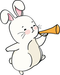 cute bunny musical trumpet illustration