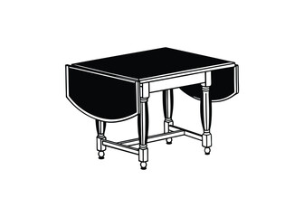 Silhouette of drop-leaf table isolated on a white background