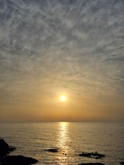 Early dawn, horizon sunrise, beautiful natural sunrise dawn seascape background, Yeongdeok, South Korea - 이른 새벽, 수평선 해돋이, 아름다운 자연 일출 새벽 바다 풍경 배경, 영덕, 한국