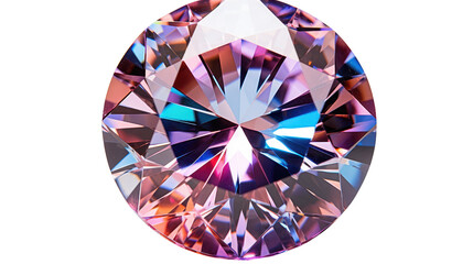 Diamond gemstone cut round isolated on transparent background. PNG