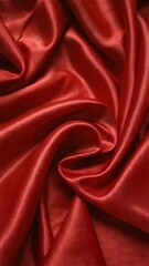 Fototapeta premium Luxurious Red Satin Fabric with Elegant Folds and Rich Texture