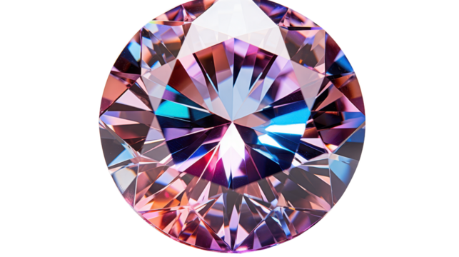 Diamond gemstone cut round isolated on transparent background. PNG