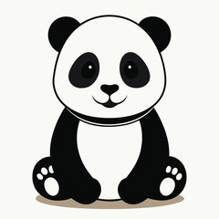 Fototapeta premium A cute panda bear sitting and looking forward with a gentle smile