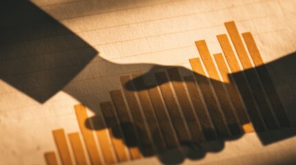 Fiduciary Duty in Board Responsibility Concepts. Two people shaking hands over a financial bar graph, symbolizing business agreement, partnership, trust or responsibility.