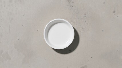 Top-Down View of Ceramic Dish on Concrete Background, Minimal Product Mockup Scene