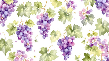 Seamless pattern with ripe watercolor grapes © Paint