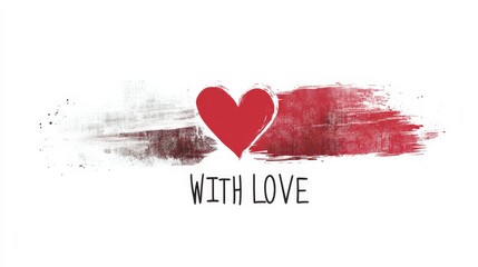 Artistic depiction of a heart symbol with a vibrant brushstroke background conveying the message "With Love" in a creative and emotional design perfect for romantic occasions