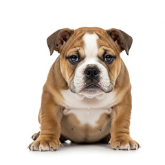Fototapeta premium Adorable English Bulldog Puppy with a Grumpy Face Isolated on White. 8k.