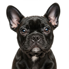 Fototapeta premium Adorable French Bulldog Puppy with Wrinkled Face Giving a Curious Look, Isolated.