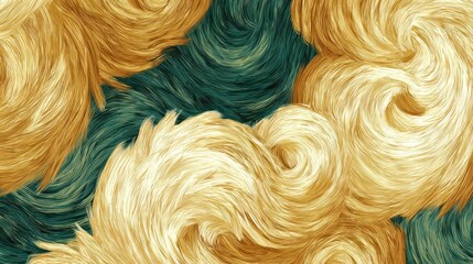 Abstract swirling pattern in gold and teal hues