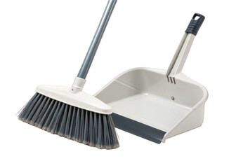 broom and dustpan isolated on a transparent background.	