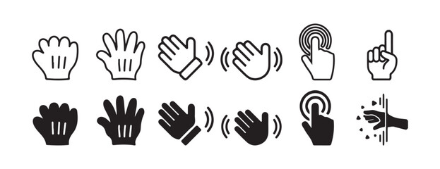 User Interface Gesture Icon set. Touch and Motion Hand Signs. Victor illustration eps10