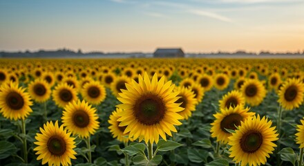 Obraz premium Sunflower Field at Sunset