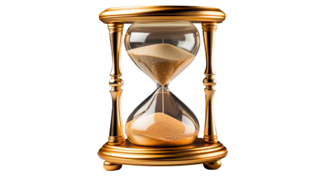 Wooden hourglass sand timer isolated on transparent background. PNG Lifestyle