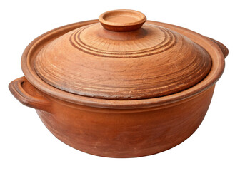 clay pot isolated on a transparent background.	