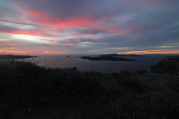 sunset over Santorini island