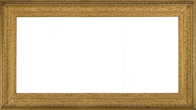 Picture Frame 16:9 4K TV Size Gold Simple Ornate Wood Rustic Antique Museum