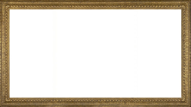 Picture Frame 16:9 4K TV Size Gold Ornate Wood Rustic Antique Museum